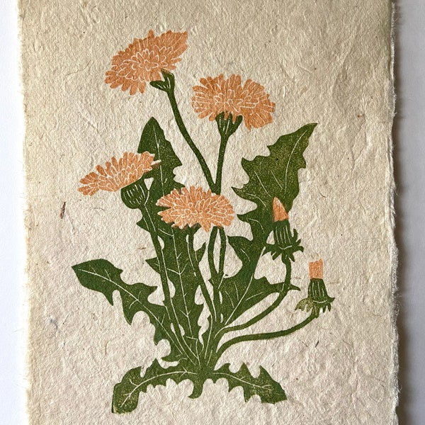 Dandelion Print | Floral Print | Botanical Print | Original Art | Block Print | Hand Carved | Hand Printed | Unframed