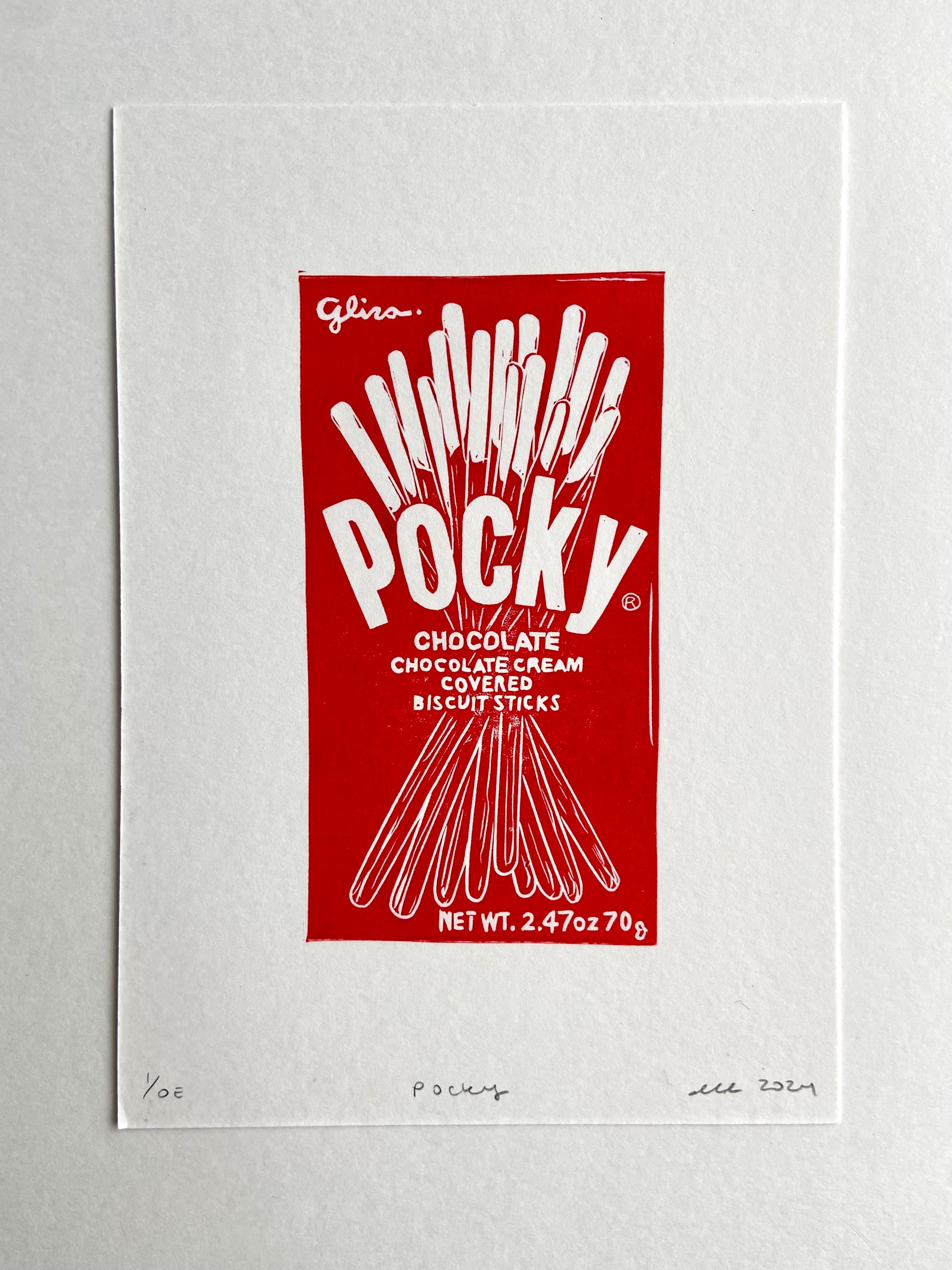 Pocky Block Print. Food Wall Art. Kitchen Decor. Original Linocut (5x7")