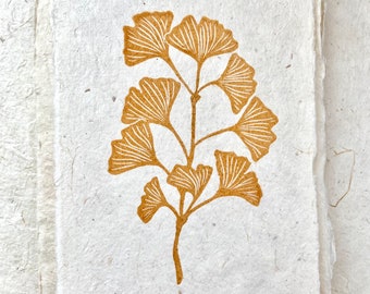 Ginkgo Leaf | Hand Carved | Hand Printed | Original Art | Block Print | Unframed