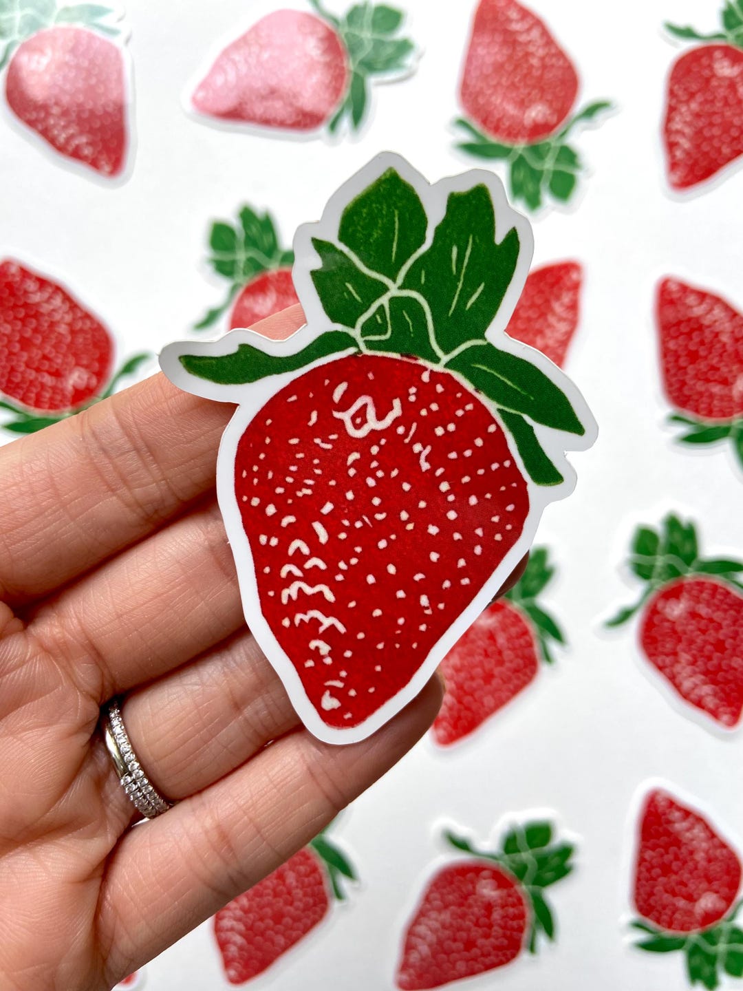 Strawberry Sticker. Based on Original Block Print. Sticker Art (3