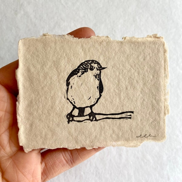 Mini Robin Print | Little Bird Print | Original Art | Block Print | Hand Carved | Hand Printed | Unframed