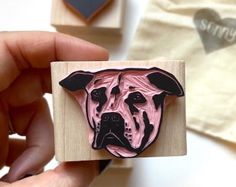 Pet Portrait Stamp | Custom Rubber Stamp | Pet Lover Gift | Dog Child | Cat Child | Personalized Stamp | Handcarved |