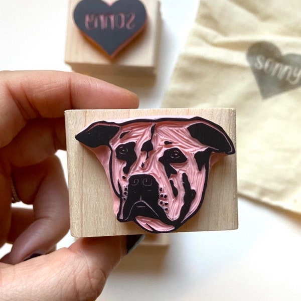 Pet Portrait Stamp | Custom Rubber Stamp | Pet Lover Gift | Dog Child | Cat Child | Personalized Stamp | Handcarved |