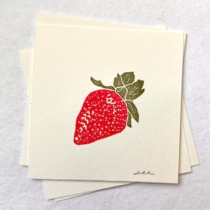 Small Strawberry | Original Block Print | Hand Carved | Hand Printed
