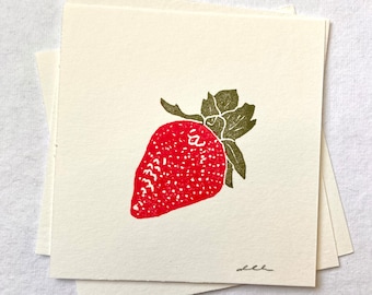 Small Strawberry | Original Block Print | Hand Carved | Hand Printed