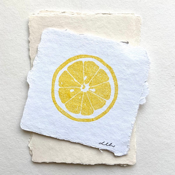 Small Lemon Slice Print | Original Block Print | Hand Carved | Hand Printed