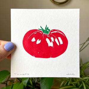 Tomate Druck | Original Holzschnitt | Handgeschnitzt | Handbedruckt
