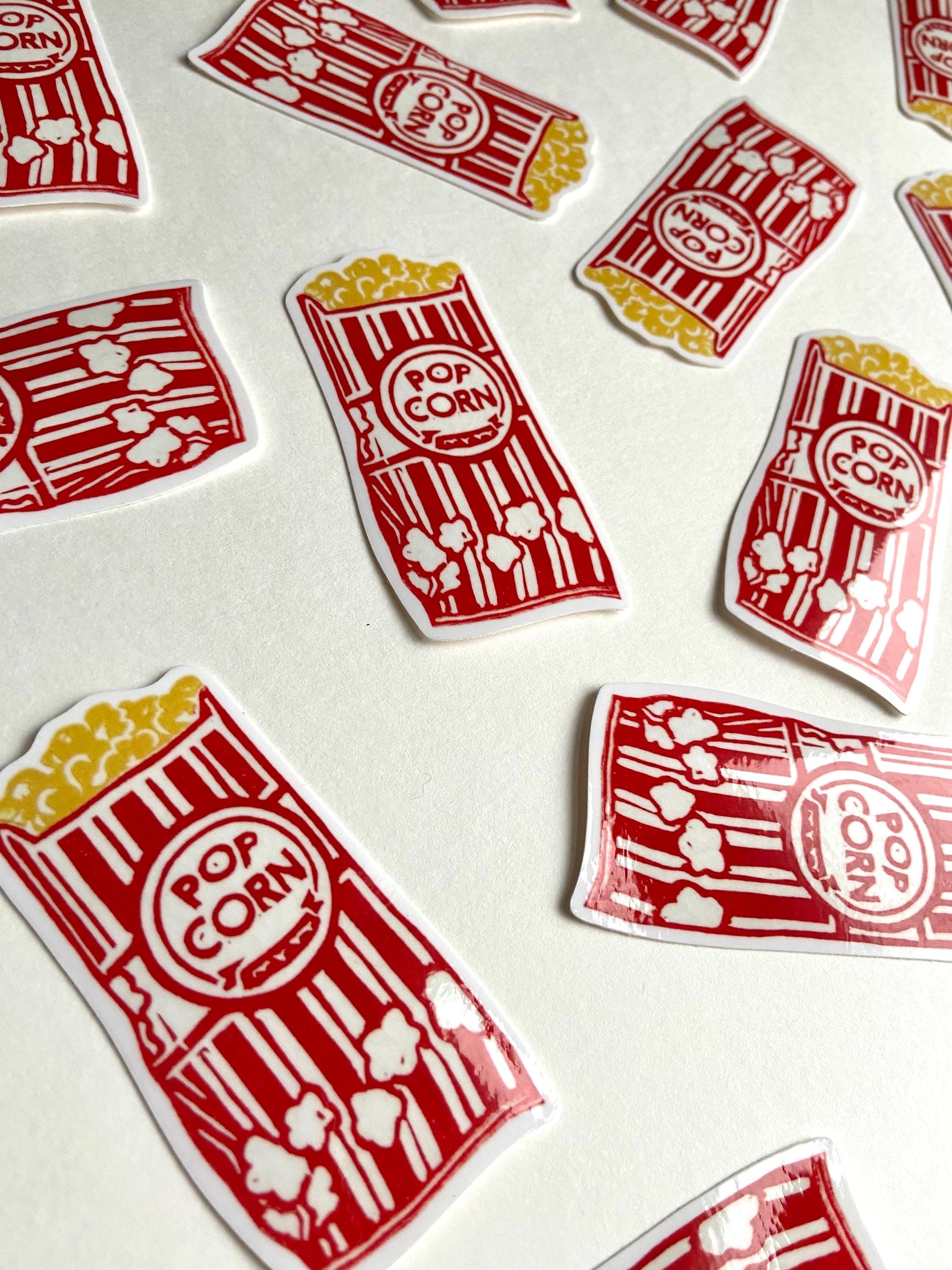 Popcorn Sticker Samples Popcorn Sticker. Based on Original Block Print Artwork. Sticker Art (3 ...