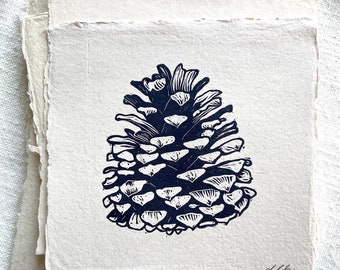 Pinecone | Original Art | Block Print | Hand Carved | Hand Printed | Unframed