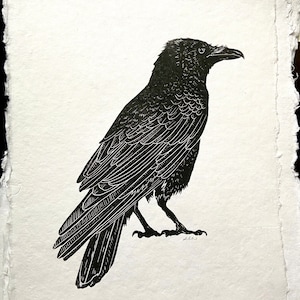 Raven | Print | Original Art | Block Print | Hand Carved | Hand Printed | Unframed