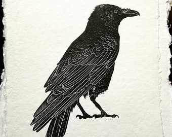 Raven | Print | Original Art | Block Print | Hand Carved | Hand Printed | Unframed