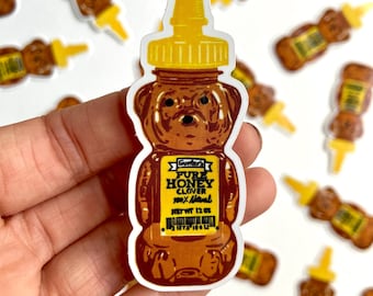Honey Bear Sticker. Based on Original Block Print. Sticker Art (3&quot;)