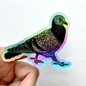 Pigeon Sticker | Holographic Sticker | Original Art | Block Print Sticker
