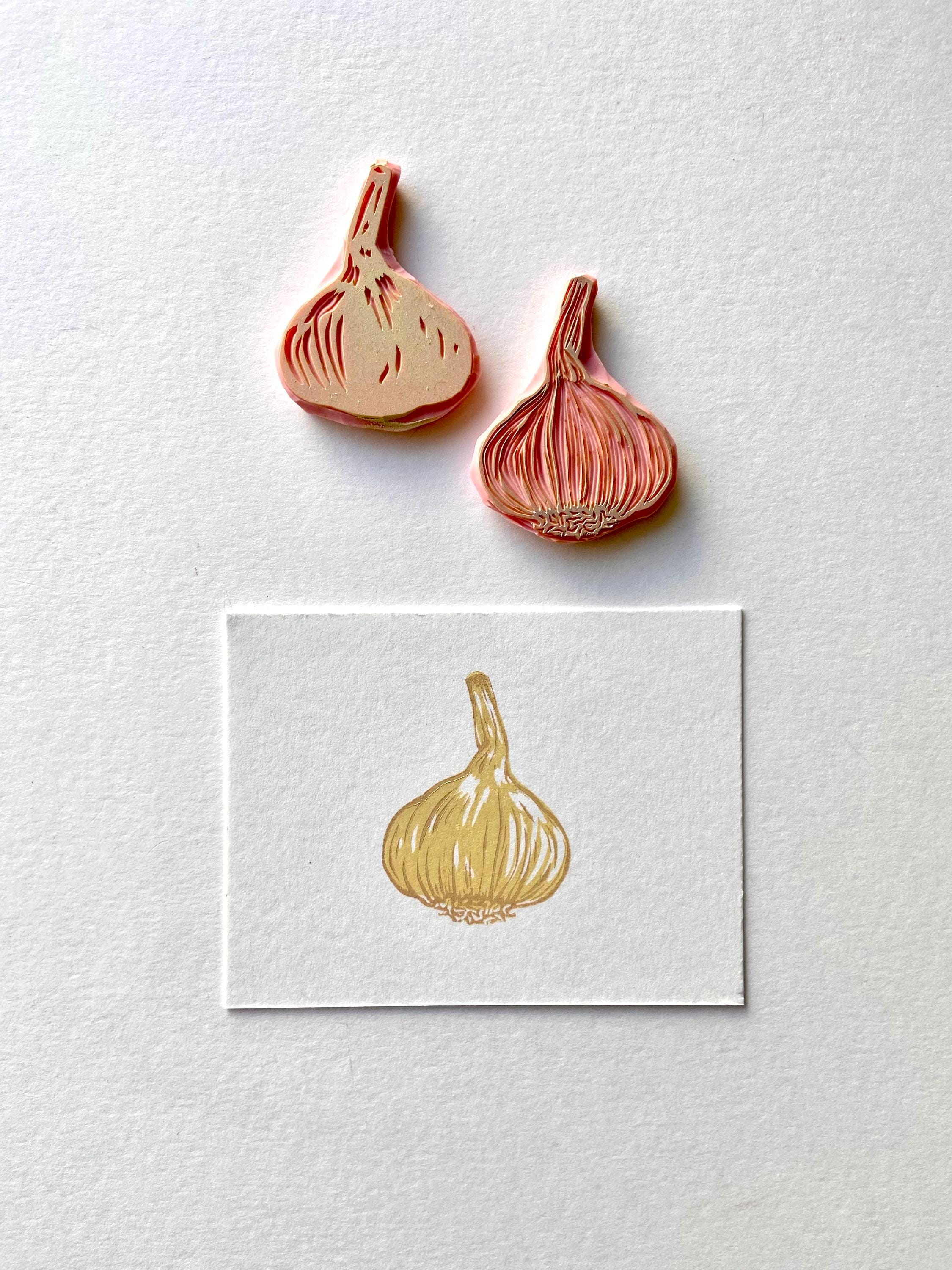 Garlic Sticker. Based on Original Block Print. Sticker Art (3