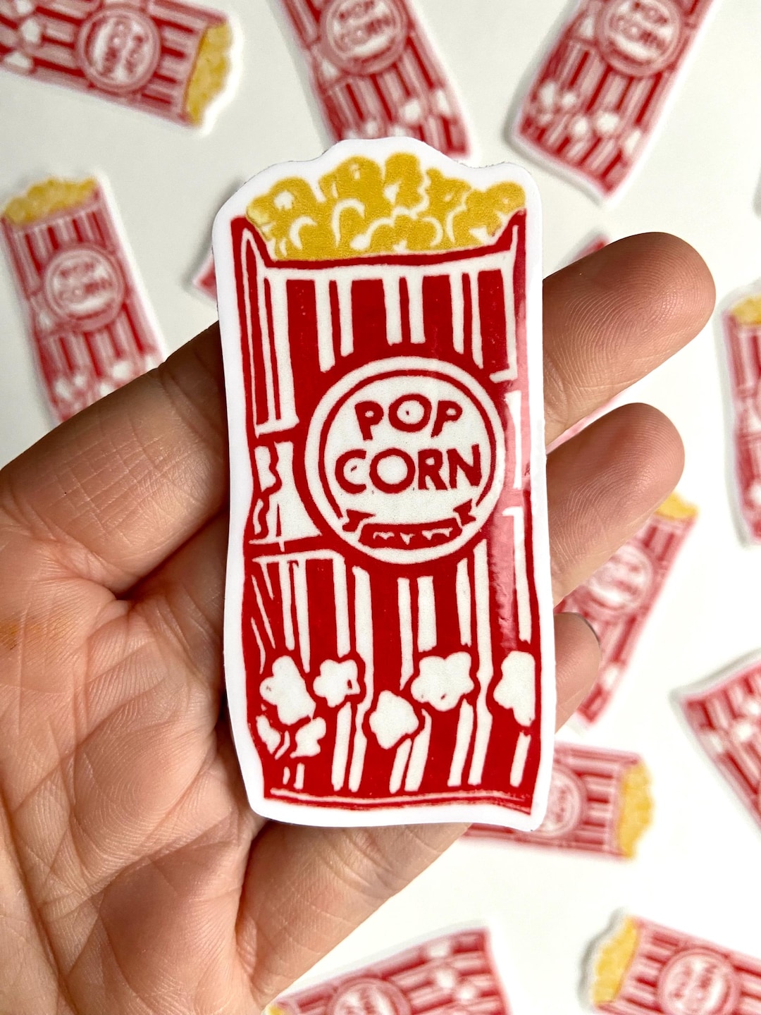 Popcorn Word Sticker Popcorn Sticker. Based on Original Block Print Artwork. Sticker Art (3 ...