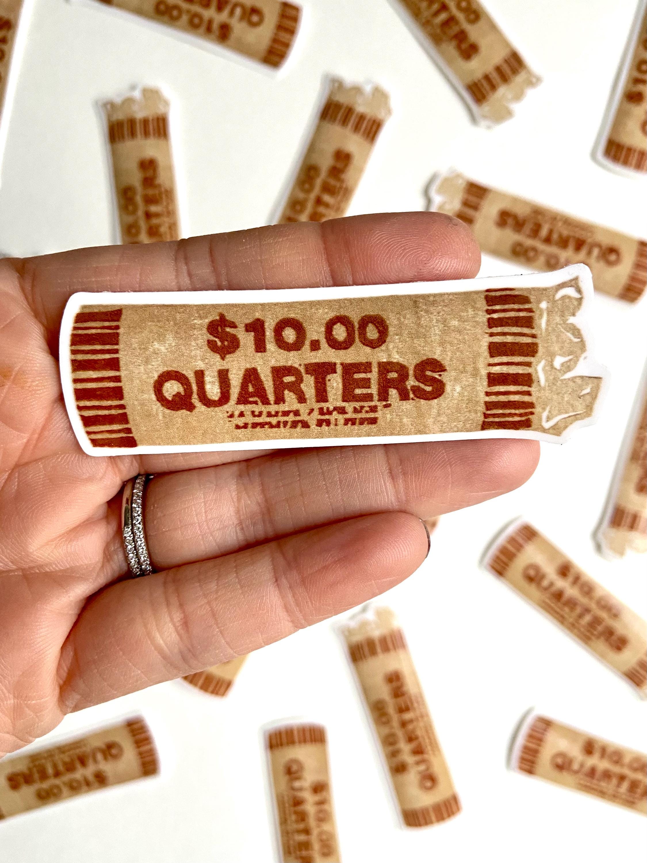 Sticker Coin Quarters Quarter Roll Sticker. Based on Original Block Print Artwork. Sticker ...