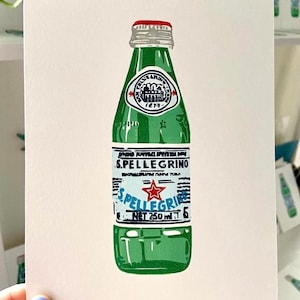 San Pellegrino Block Print | Pellegrino Linocut | Seltzer Print | Sparkling Water | Italian Food Art | Kitchen Art