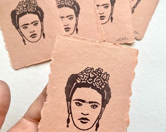 Mini Frida Print  | Frida Kahlo Print | Original Art | Block Print | Hand Carved | Hand Printed | Unframed