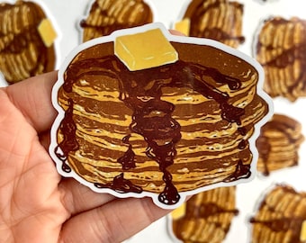 Pancakes Vinyl Sticker. Based on Original Block Print. Sticker Art (3&quot;)
