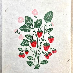 Strawberries | Print | Original Art | Block Print | Hand Carved | Hand Printed | Unframed