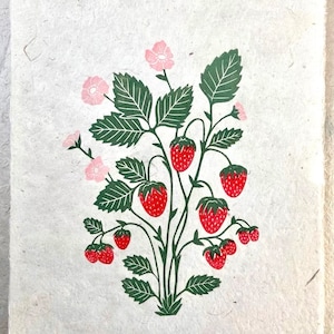 Impresión en bloque de fresa. Arte mural de comida. Decoración de cocina. Linograbado original (8,5 x 11 pulgadas)