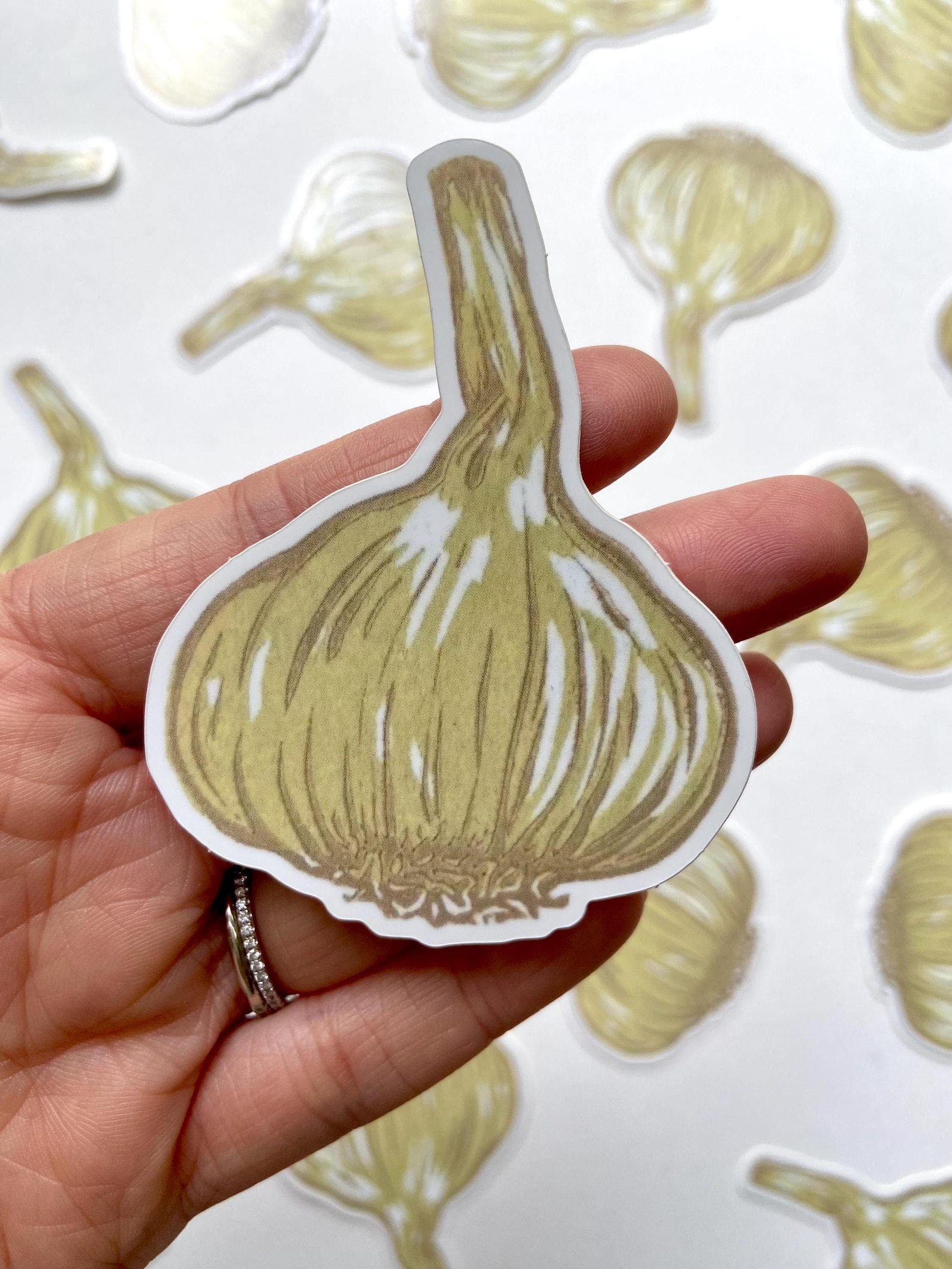 Garlic Sticker. Based on Original Block Print. Sticker Art (3