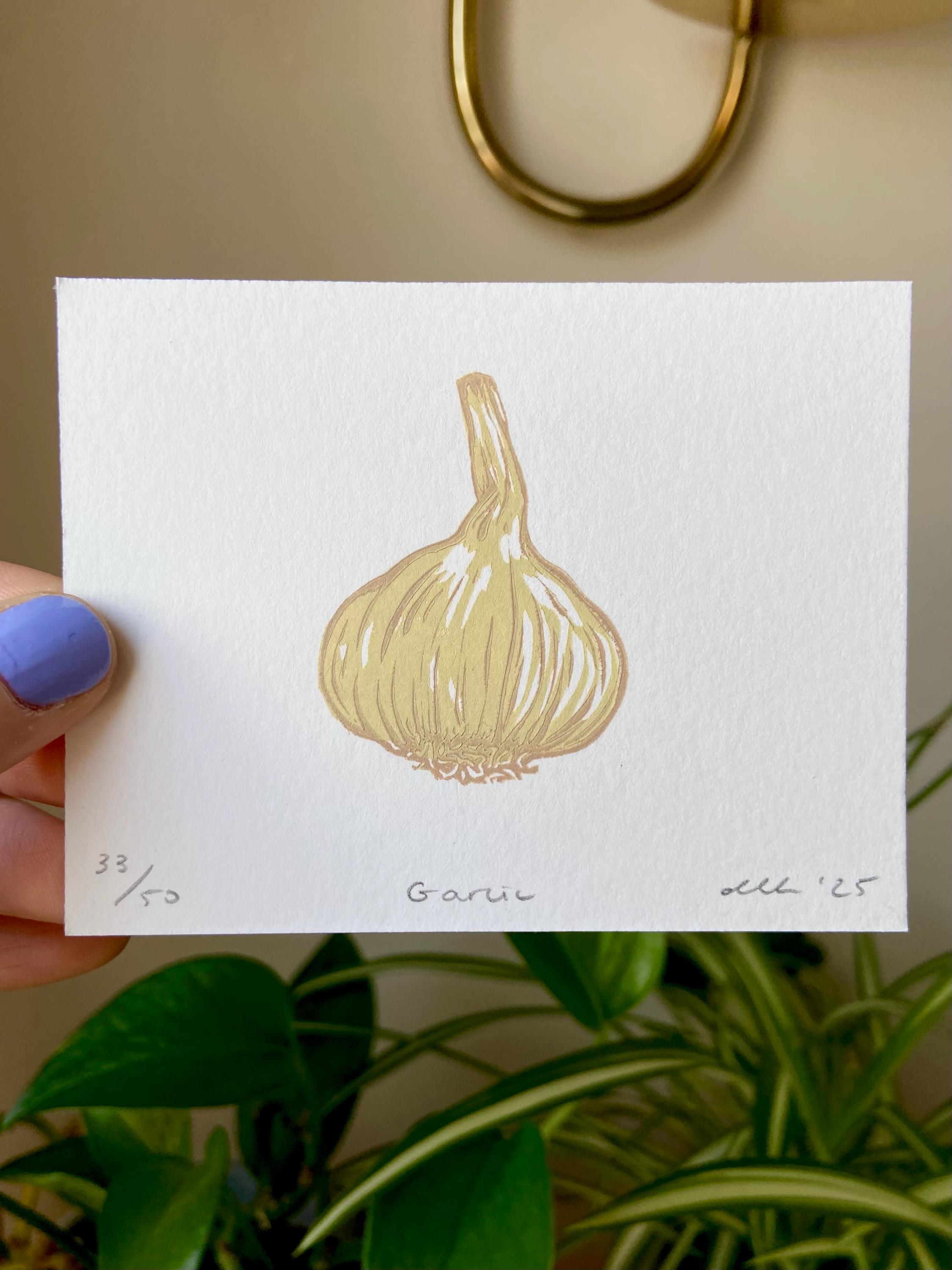 Garlic Sticker. Based on Original Block Print. Sticker Art (3