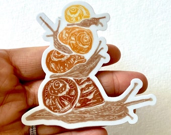 Snail Tower Sticker. Based on Original Block Print. Sticker Art (3&quot;)