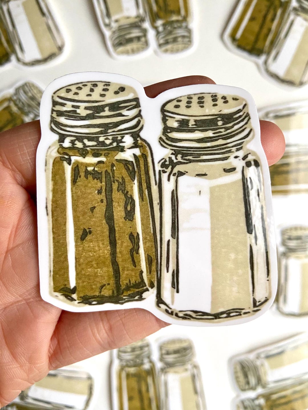 Salt and Pepper Shaker Sticker. Based on Original Block Print Artwork ...