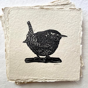 Wren Print | Bird | Original Art | Block Print | Hand Carved | Hand Printed