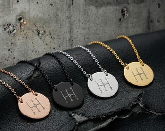 Porsche 915-inspired Engraved Shifter Motif Circle Necklace (Gold, Rose Gold, Black, Silver)
