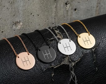 Porsche 944-inspired Engraved Shifter Motif Circle Necklace (Gold, Rose Gold, Black, Silver)