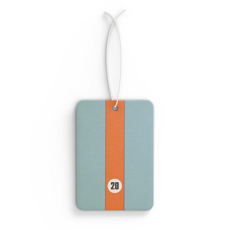 Steve McQueen Gulf Racing-inspired Scented Car Air Freshener for BMW Fans -- Pine, New Car, and Black Ice scent image 2