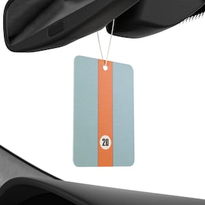 Steve McQueen Gulf Racing-inspired Scented Car Air Freshener for BMW Fans -- Pine, New Car, and Black Ice scent image 1