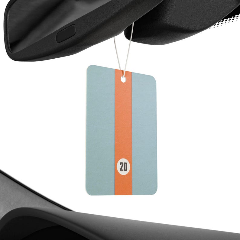 Steve McQueen Gulf Racing-inspired Scented Car Air Freshener for BMW Fans -- Pine, New Car, and Black Ice scent image 1