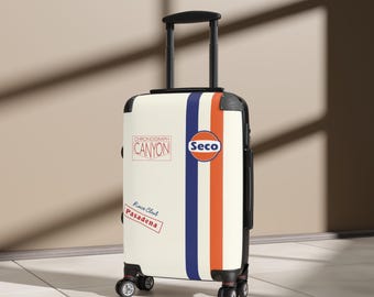 Steve McQueen Signature Racing Suit-inspired Wheeled Roller Suitcase for Porsche Enthusiasts (Small, Medium, Large)