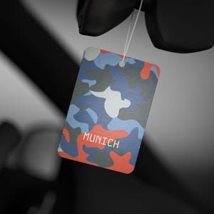 Munich Camouflage Scented Car Air Freshener for BMW Fans -- Pine, New Car, and Black Ice scent image 4