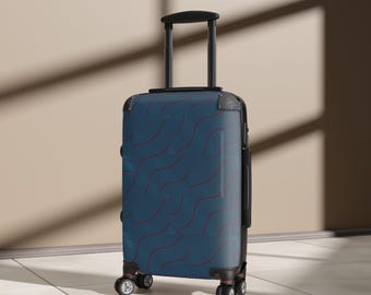 Martini Racing-inspired Pinstripe Pattern Livery-print Wheeled Roller Suitcase for Porsche Enthusiasts (Small, Medium, Large)