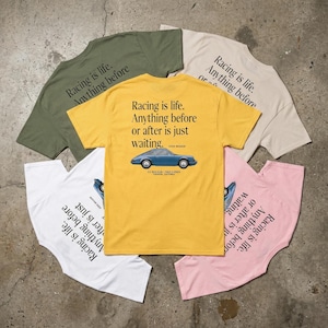 Camiseta unisex clásica Steve McQueen Track Day inspirada en el Porsche 911 901 (disponible en 5 colores).