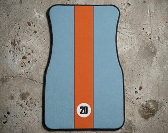 Gulf Racing-inspired Car Front Floor Mat for Porsche/GT40 Steve McQueen Enthusiasts