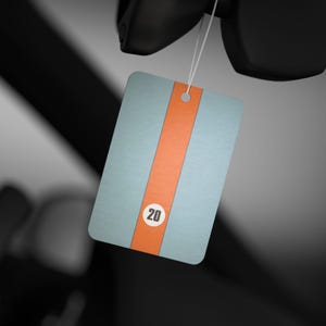 Steve McQueen Gulf Racing-inspired Scented Car Air Freshener for BMW Fans -- Pine, New Car, and Black Ice scent image 4