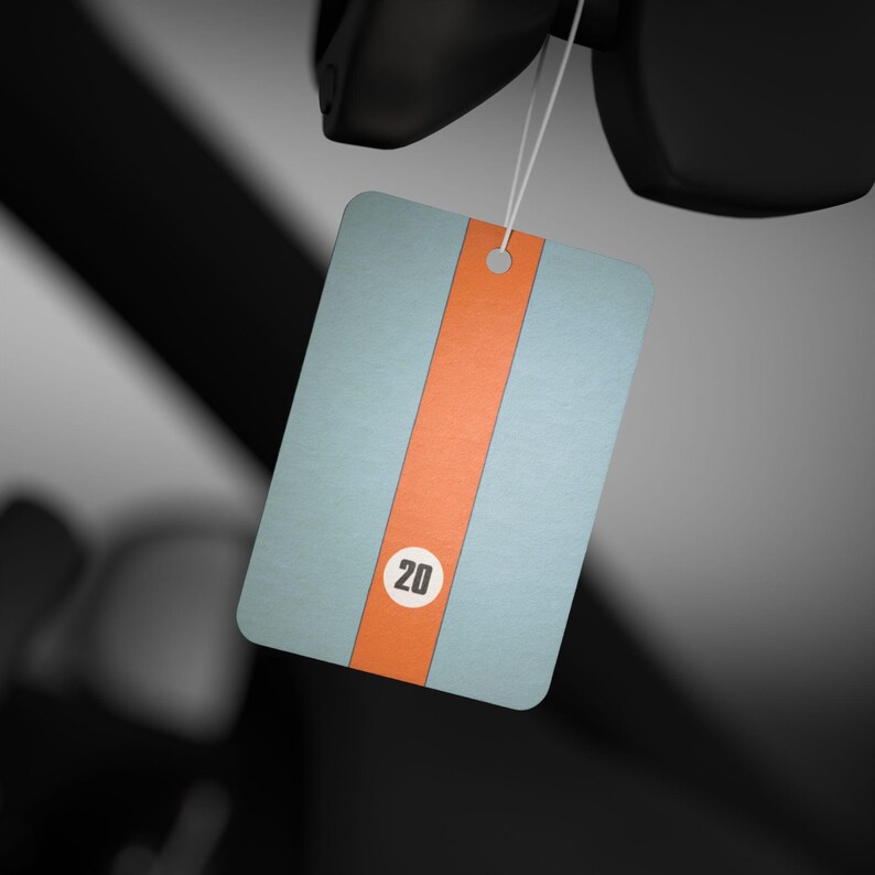 Steve McQueen Gulf Racing-inspired Scented Car Air Freshener for BMW Fans -- Pine, New Car, and Black Ice scent image 4