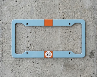 Gulf Racing License Plate Frame – Steve McQueen 20, Porsche, Ford GT40