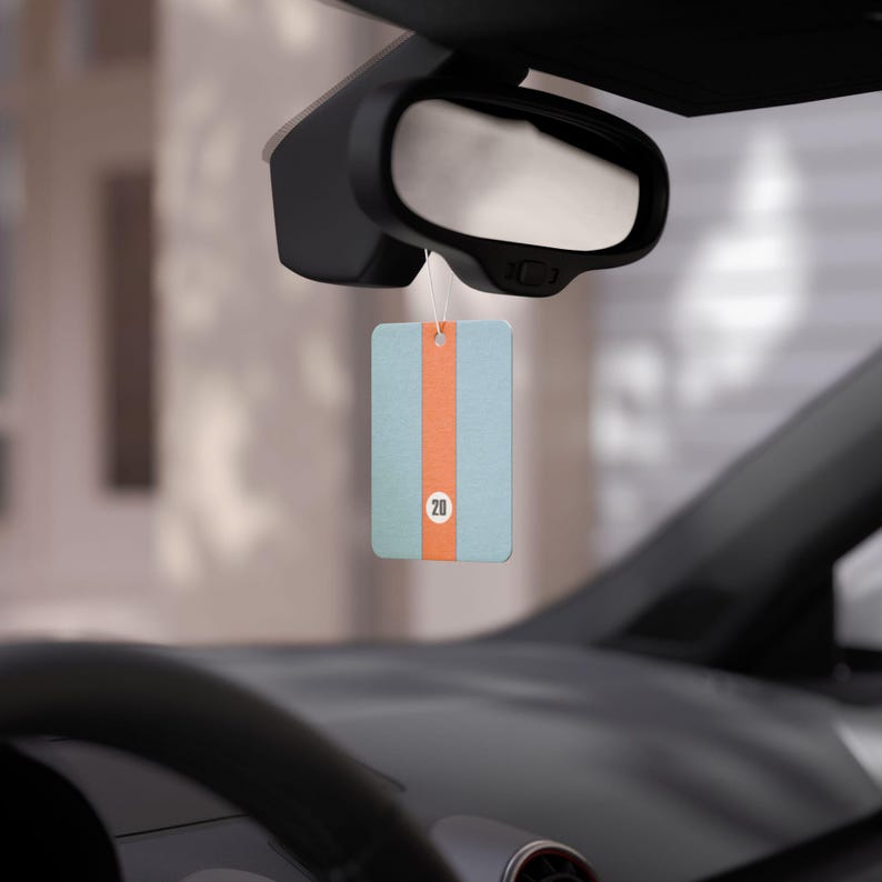 Steve McQueen Gulf Racing-inspired Scented Car Air Freshener for BMW Fans -- Pine, New Car, and Black Ice scent image 3