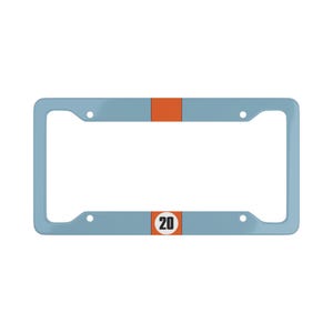 Steve McQueen 20 — Classic License Plate Frame inspired by Gulf Racing (Porsche/Ford GT40/McLaren/Daytona/Le Mans)