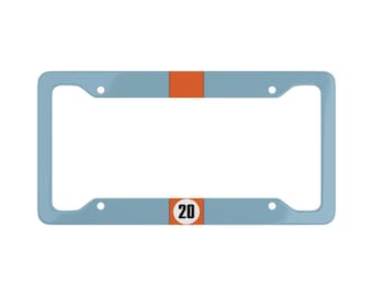 Steve McQueen 20 — Classic License Plate Frame inspired by Gulf Racing (Porsche/Ford GT40/McLaren/Daytona/Le Mans)