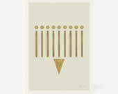 Hanukkah Card (Liquid Brass Painting) by Vacation Days