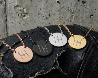 Porsche 914-inspired Engraved Shifter Motif Circle Necklace (Gold, Rose Gold, Black, Silver)