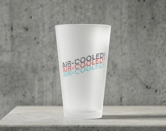 Air-Cooled Frosted 16oz Pint Glass for Porsche Enthusiasts