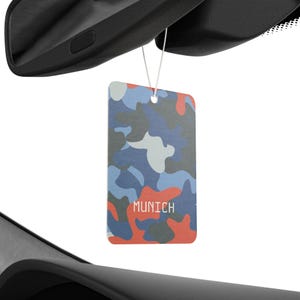 Munich Camouflage Scented Car Air Freshener for BMW Fans -- Pine, New Car, and Black Ice scent image 1